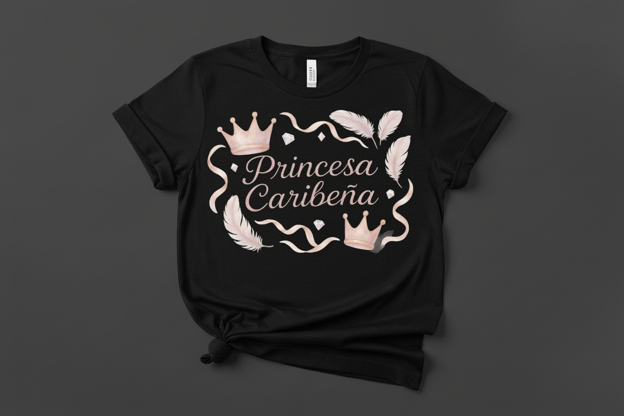 Camiseta Negra Princesa Caribeña