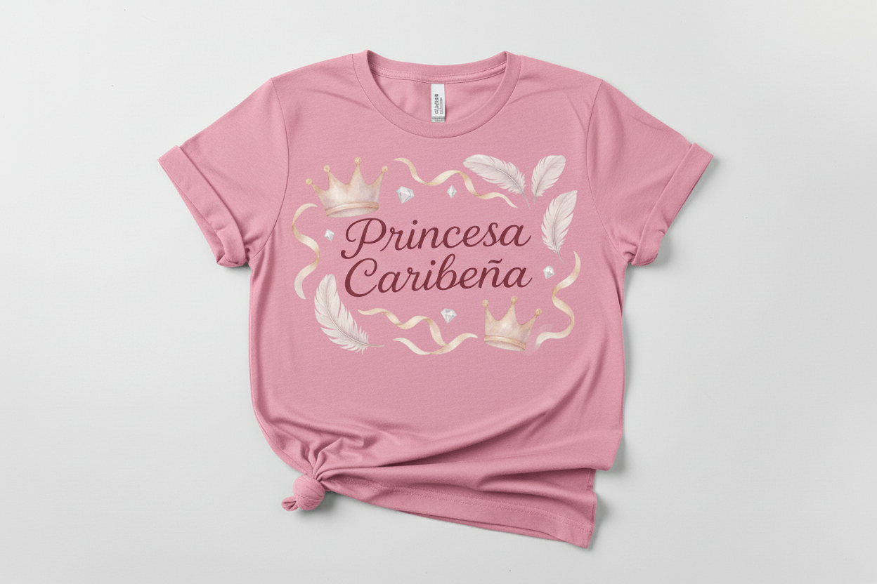 Camiseta Rosa Suave Princesa Caribeña
