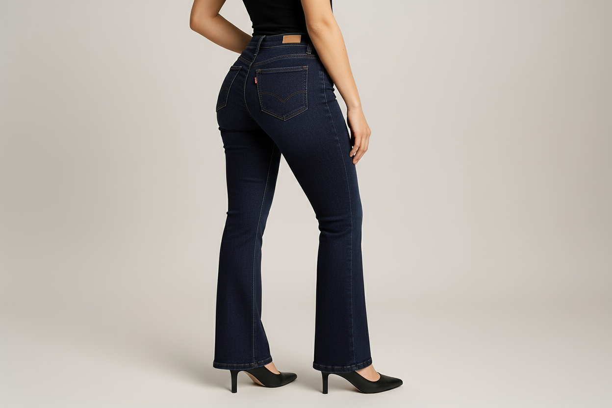 Jeans flare levanta cola índigo