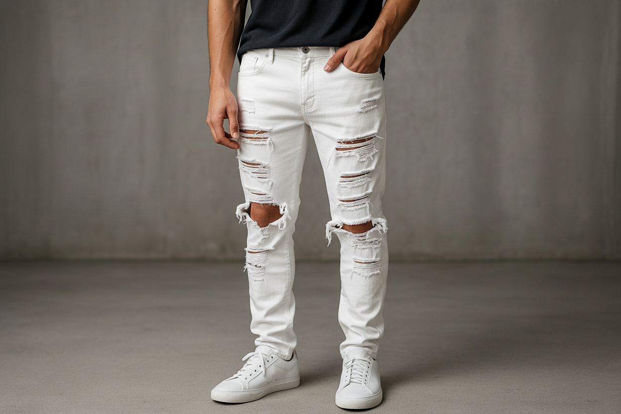Jeans rotos intensos blancos