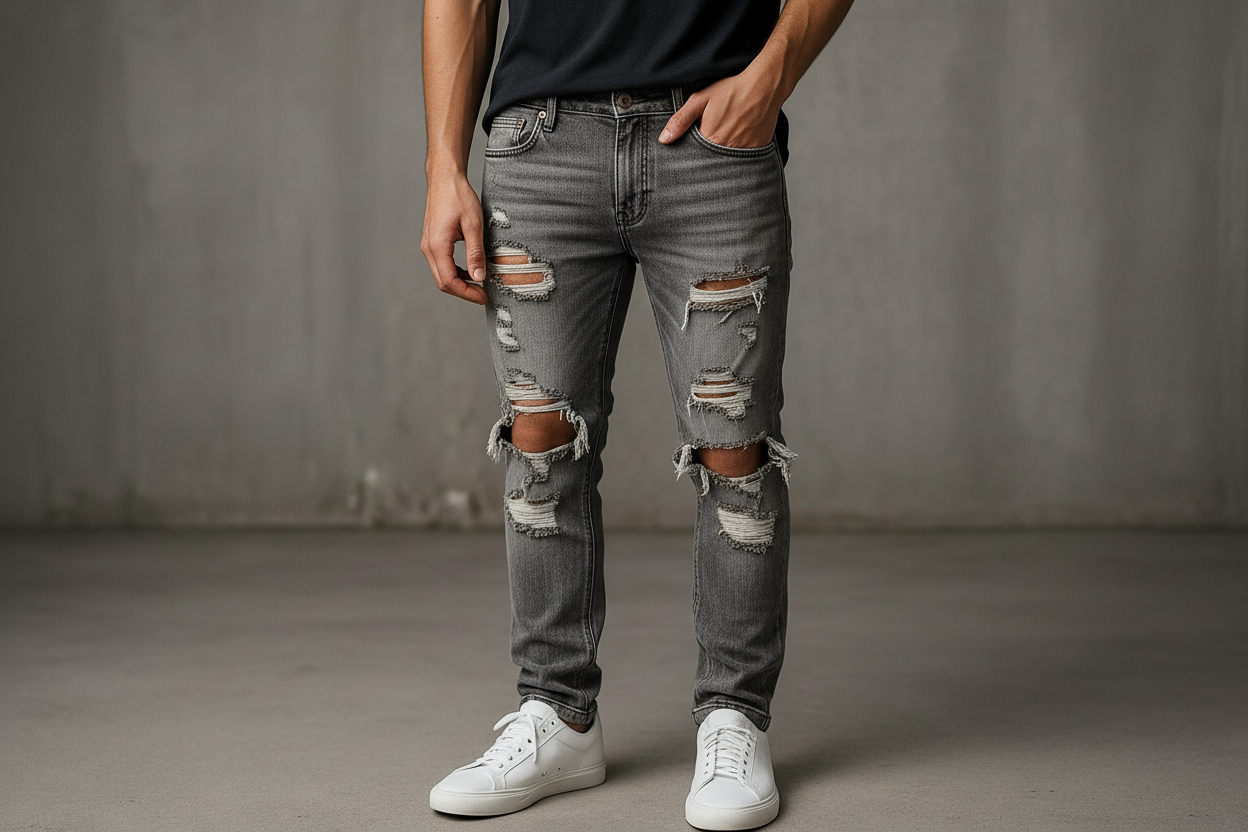Jeans rotos intensos grises